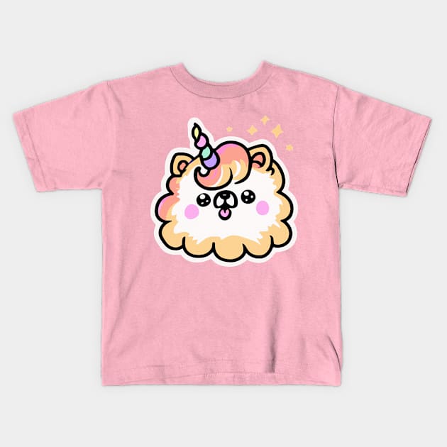 Unicorn Pomeranian Dog Dog Owner Retro Kids Funny Dog Kids T-Shirt by BetterManufaktur